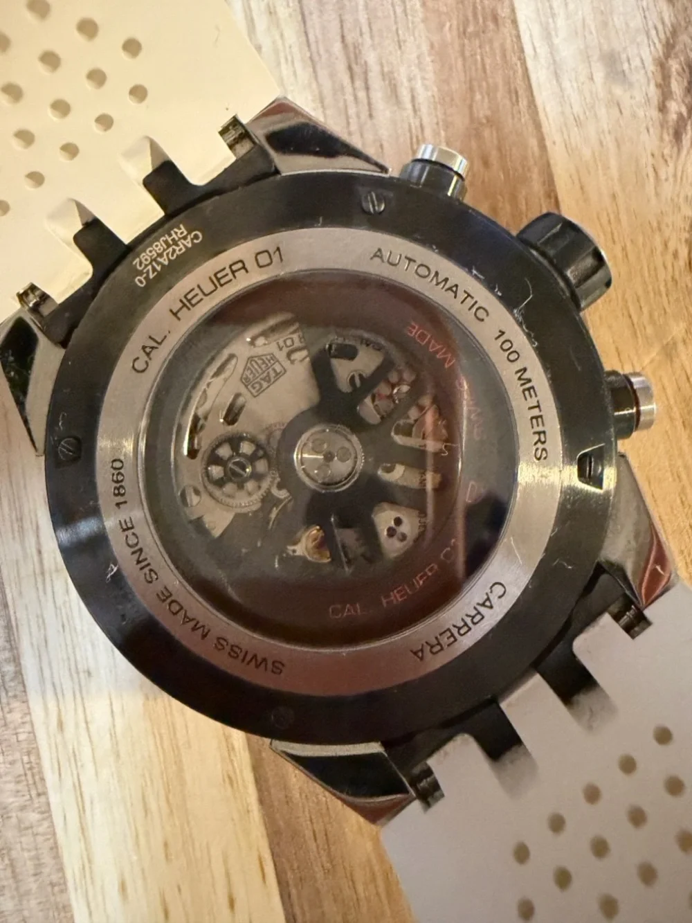 Tag Heuer Skeleton Chronograph Watch - Black, Silver & Red Accents - Picture 9 of 10